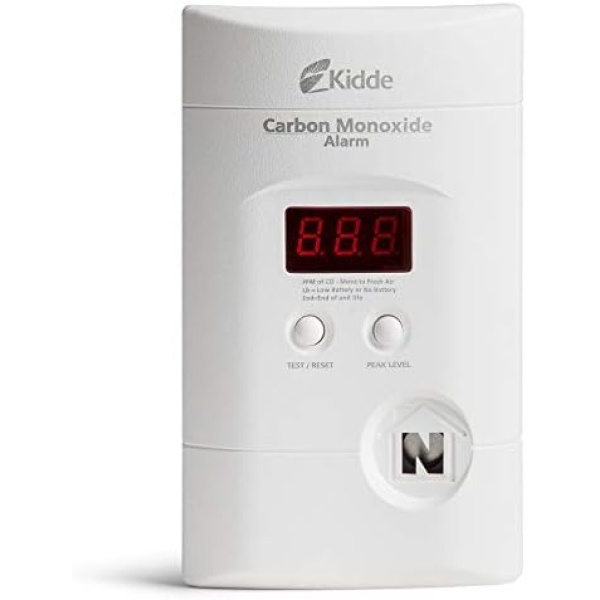 Kidde Carbon Monoxide Detector, Plug In Wall with 9-Volt Battery Backup, Digital