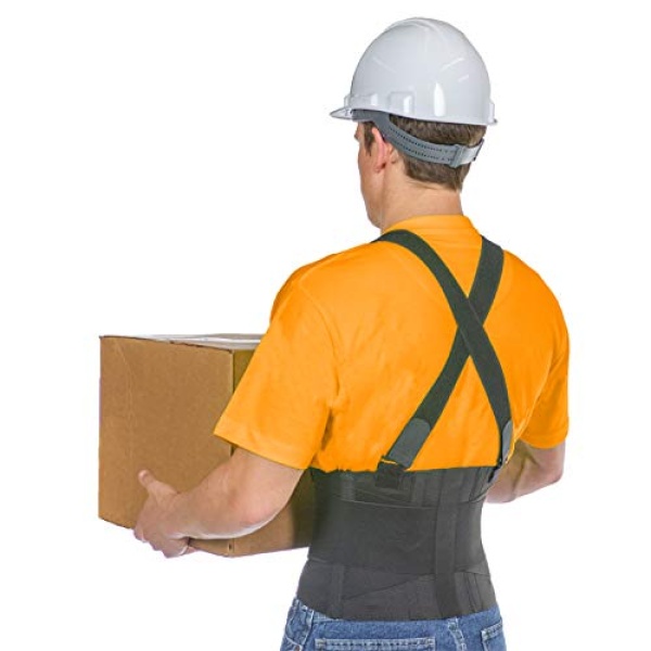 BraceAbility Work Back Brace - Removable Suspender Shoulder Straps for Heavy