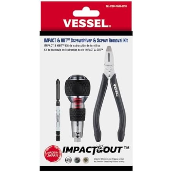 (USA Official) VESSEL Impact & Out Screwdriver & Screw Removal Kit