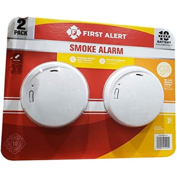 First Alert 10 Year Photoelectric Smoke Alarm 2 Pack,