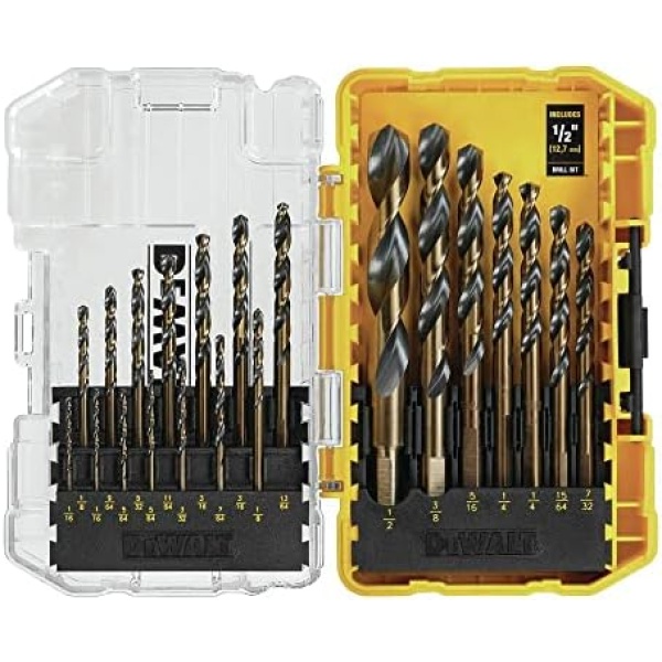 DEWALT Drill Bit Set, 21-Piece, 135 Degree Split Point, 31 Degree Helix, Black